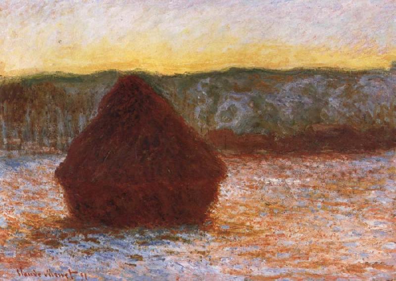 Claude Monet Grainstack,Thaw,Sunset oil painting picture